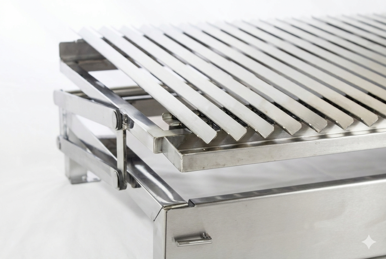 Parrilla Empotrable a Carbón en Acero Inoxidable – Sistema Elevable