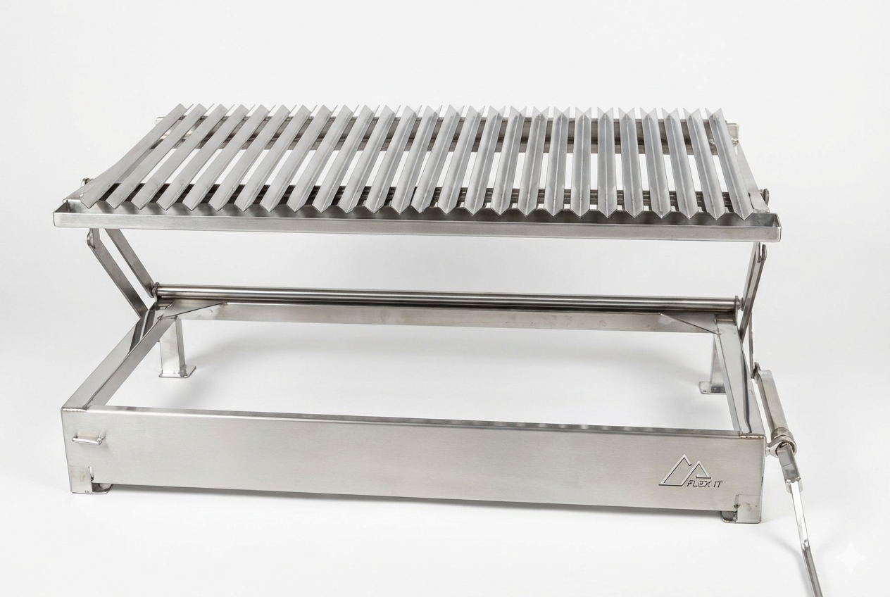 Parrilla Empotrable a Carbón en Acero Inoxidable – Sistema Elevable